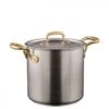 Stainless Steel Stock Pot With Lid & Brass Handles, 20cm, 5.5L -Kitchen Appliances Sale 7196SAO0170 001