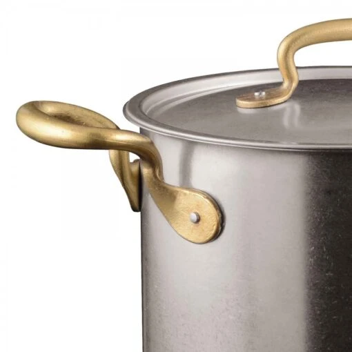 Stainless Steel Stock Pot With Lid & Brass Handles, 20cm, 5.5L -Kitchen Appliances Sale 7196SAO0170 002