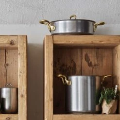 Stainless Steel Stock Pot With Lid & Brass Handles, 20cm, 5.5L -Kitchen Appliances Sale 7196SAO0170 003