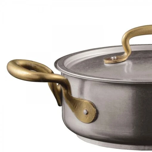 Stainless Steel Casserole Dish/Pot With Lid & Brass Handles, 20cm, 2.5L -Kitchen Appliances Sale 7196SAO0970 002