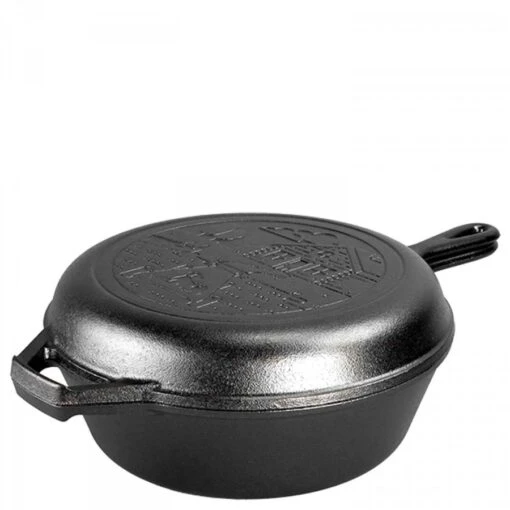 Lodge Round French/Dutch Oven & Griddle Pan, 26.5cm, 3L - Cabin -Kitchen Appliances Sale 7CUTGWS1120 001