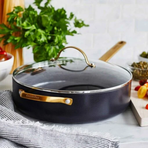 Greenpan Non-Stick Saute Pan With Lid, 28cm - Black/Gold -Kitchen Appliances Sale 7GRPGRP3798 002