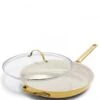 Greenpan Non-Stick Frying Pan With Lid & Helper Handle, 30.5cm - Yellow/Gold -Kitchen Appliances Sale 7GRPGRP5202 001