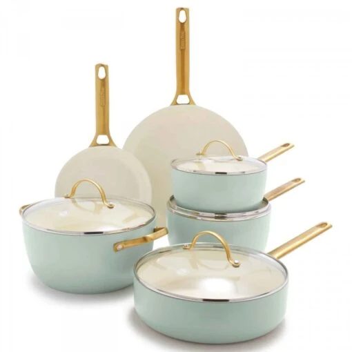 Greenpan 10 Piece Non-Stick Cookware Set - Green/Gold -Kitchen Appliances Sale 7GRPGRP5356 001