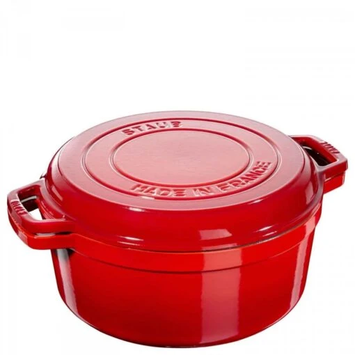 Staub Round French/Dutch Oven With Grill Pan, 28cm, 6.1L - Cherry -Kitchen Appliances Sale 7ZWLGWS1018 001 1